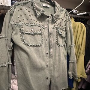 Women's Studded Green Jacket